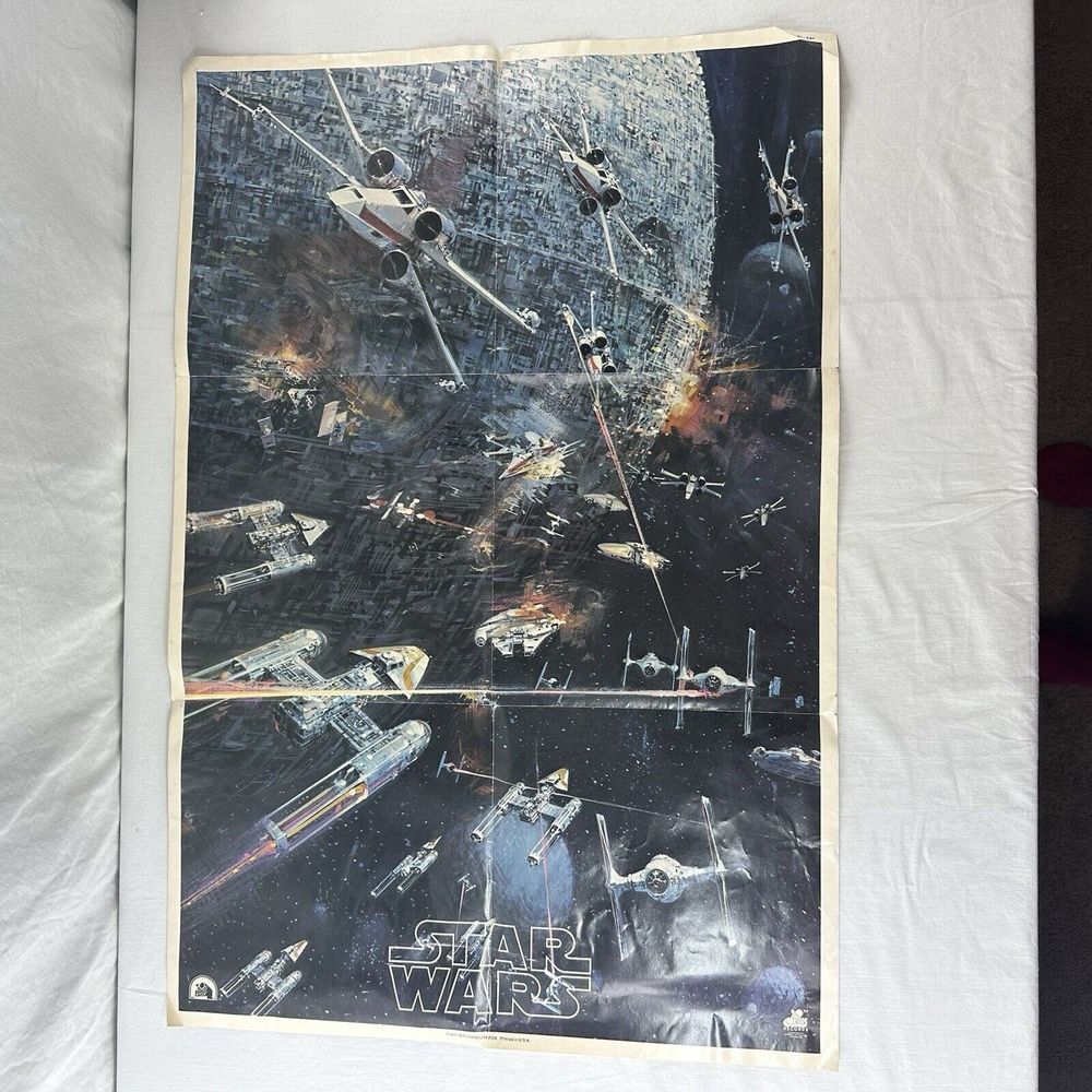 Original Vtg 1977 Star Wars Movie Poster‎ 20th Century Fox Records, Folded Space